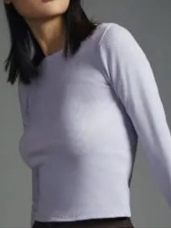 Anthropologie Tops - Anthropologie Blair cropped Long Sleeve Crewneck Top - Lavender